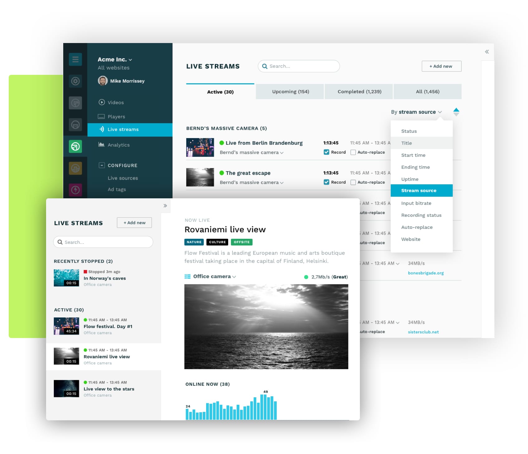Flowplayer's live streaming UI.