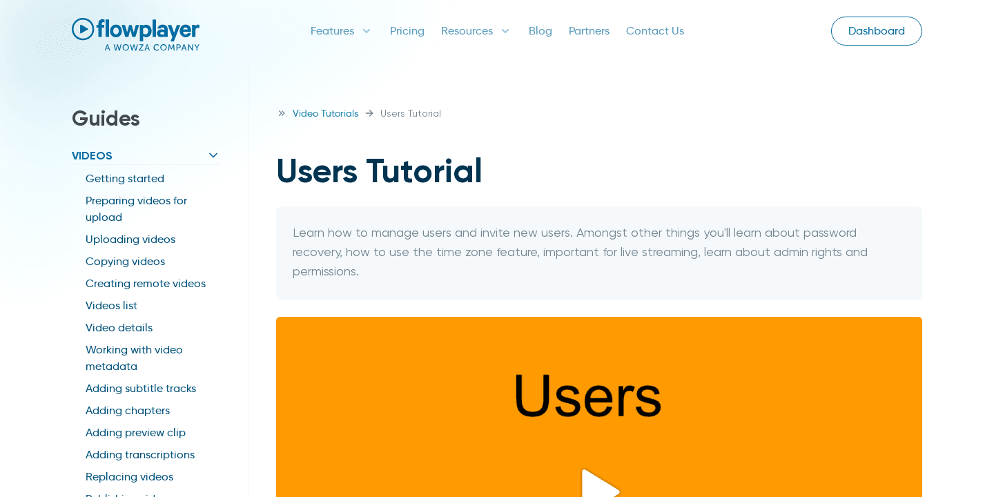 Users Tutorial | Flowplayer
