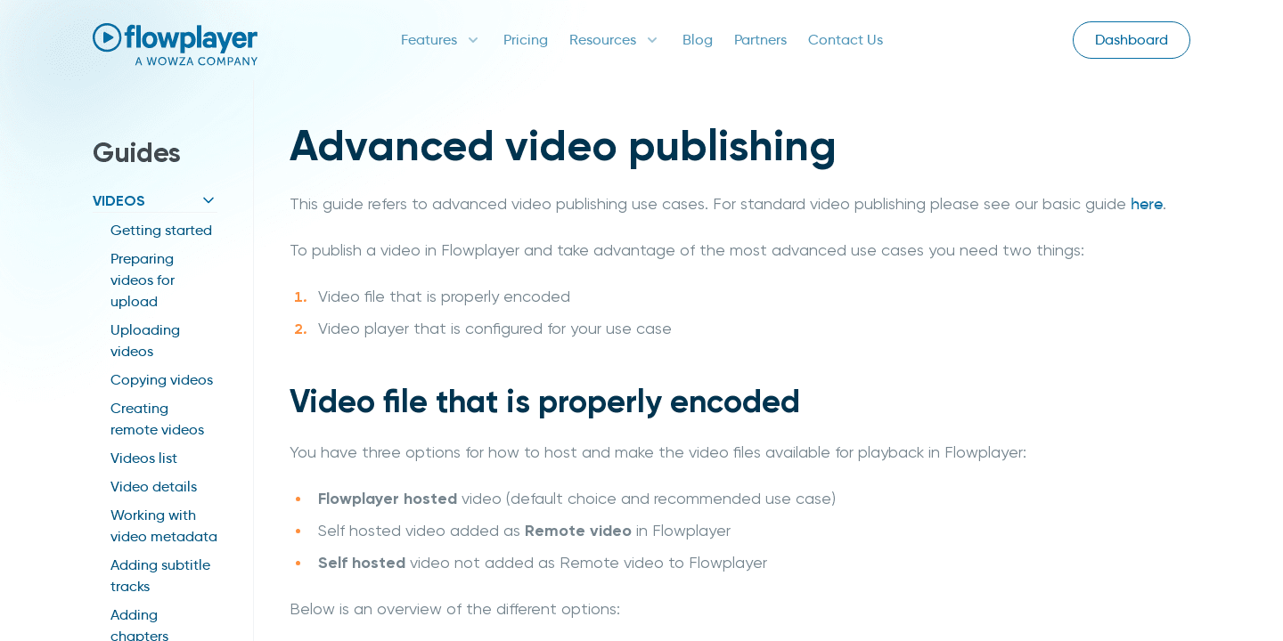 Advanced video publishing | Flowplayer